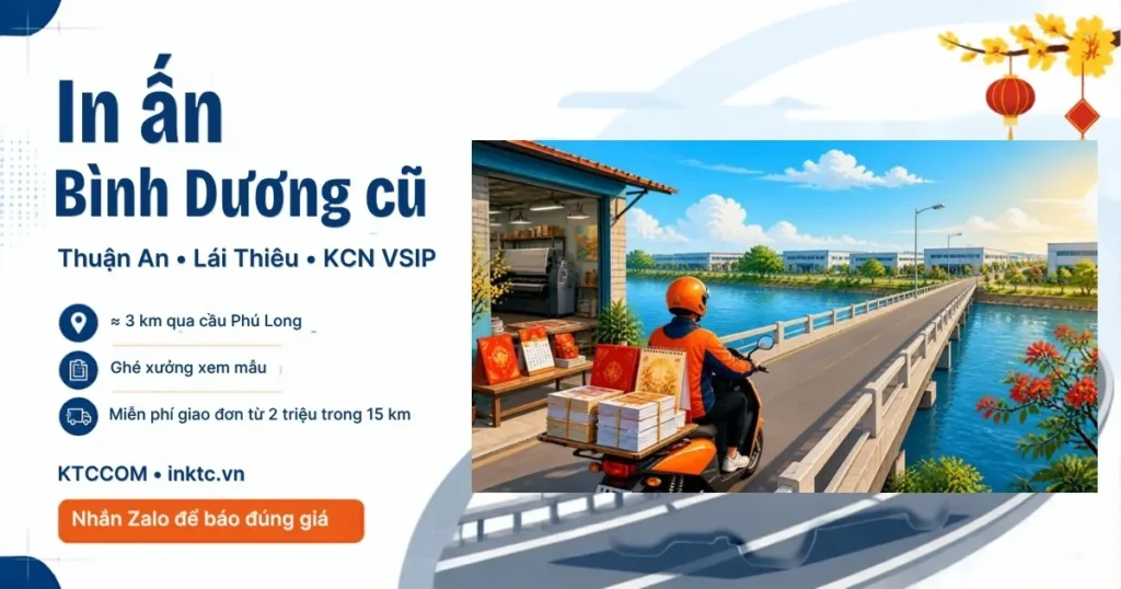 Hình minh họa in ấn Bình Dương cũ – xưởng KTCCOM giao ấn phẩm in tới Thuận An, Lái Thiêu, KCN VSIP