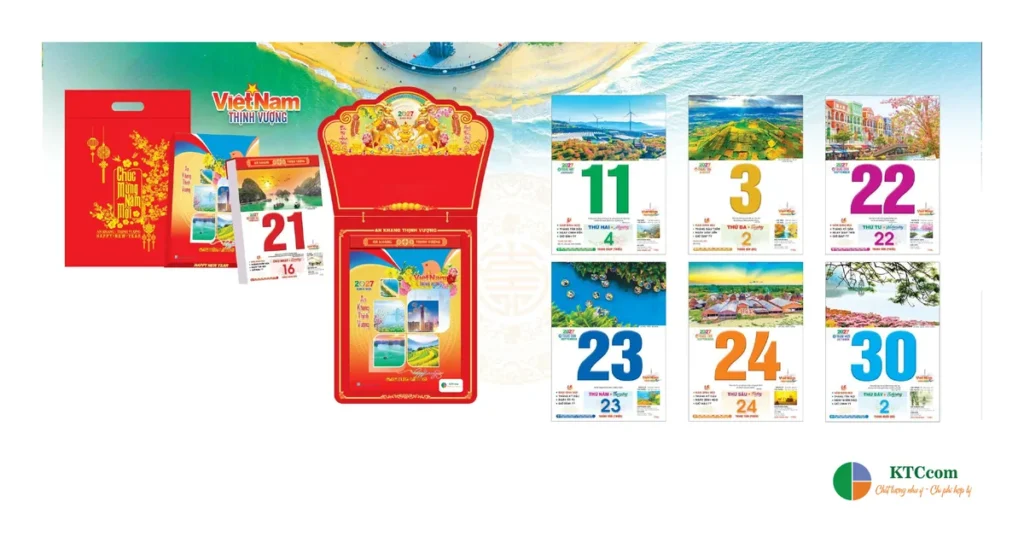 Lịch bloc cực đại 25x35 cm kèm bìa treo, hộp và túi – in logo doanh nghiệp làm quà Tết 2027