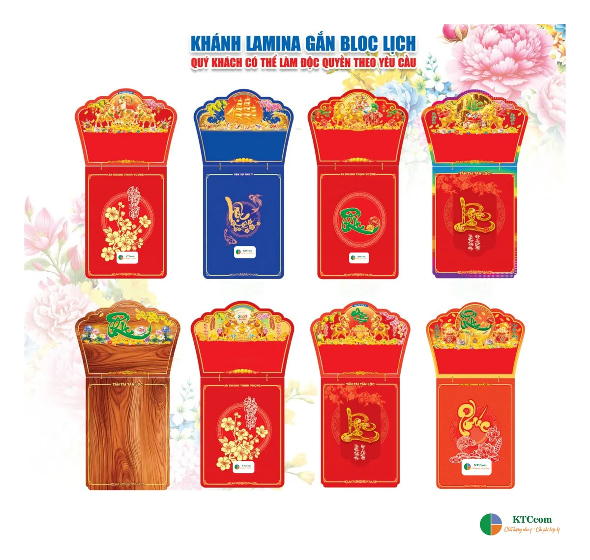Khánh Lamina gắn bloc lịch Tết 2027 Khánh Lamina gắn bloc lịch, làm độc quyền theo yêu cầu doanh nghiệp – Tết 2027